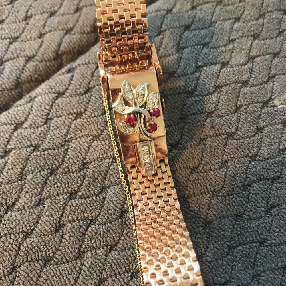 14 carat rose gold vintage watch
